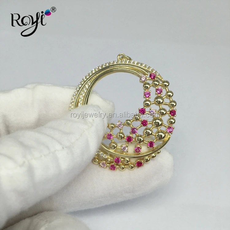 
Royi Jewelry New Designs Luxury Jewelry 925 Sterling Silver Ruby Stone Pendant Necklace Round Shape 