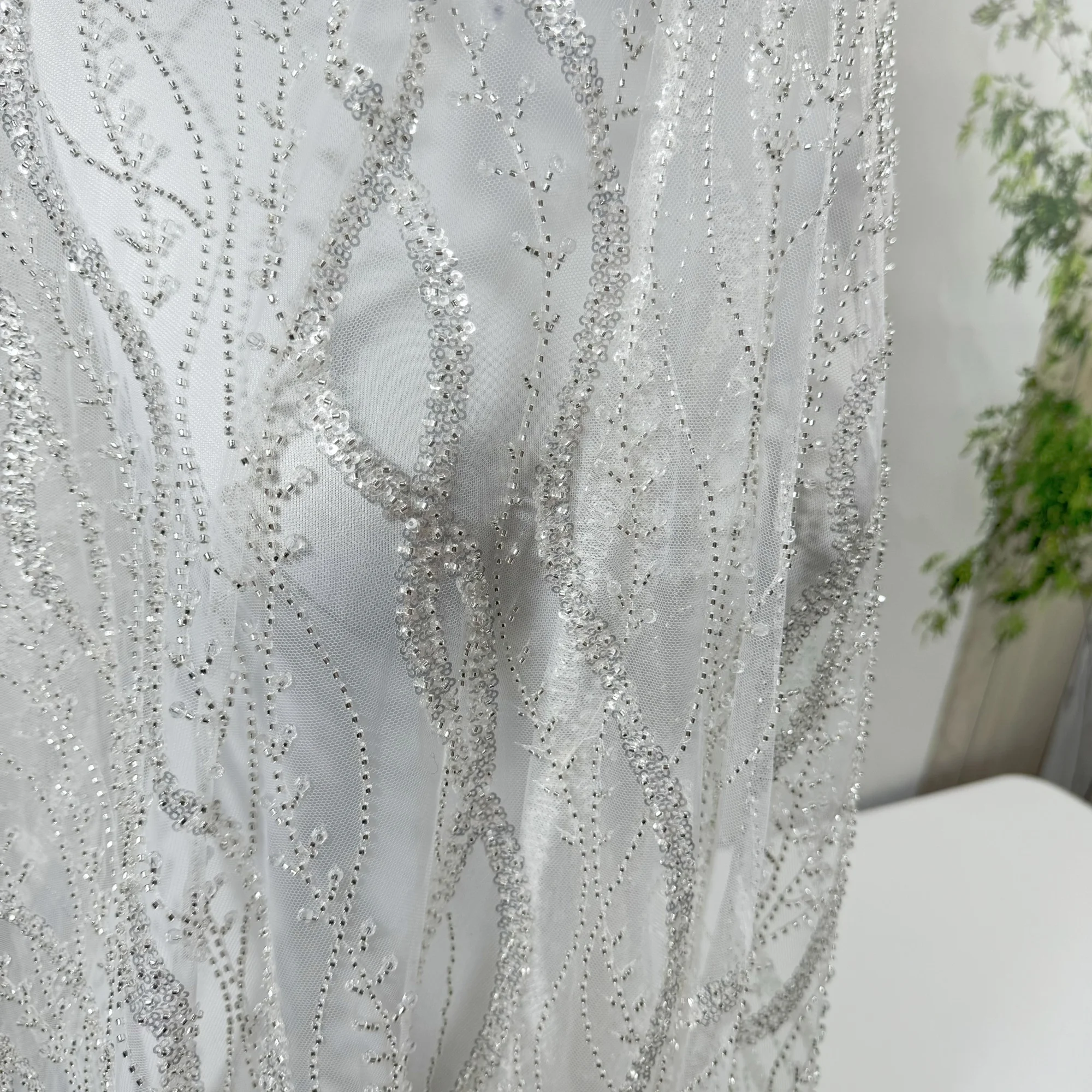 african bridal embroidery fabric for wedding dress making european sequined embroidery fabrics for clothing material