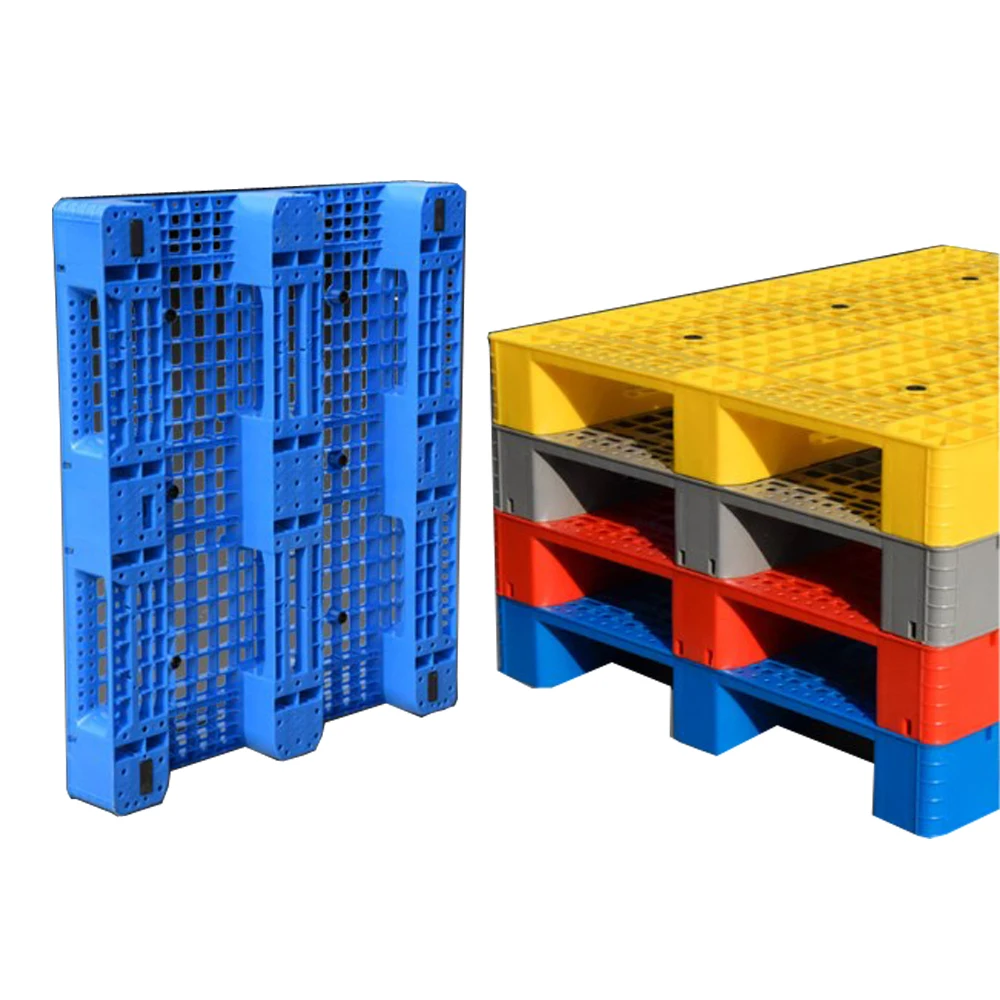 HDPE or PP 1200-1000 Heavy Duty  3 Runners Bottom Forklift Truck grid surface  four entry way Plastic Pallet