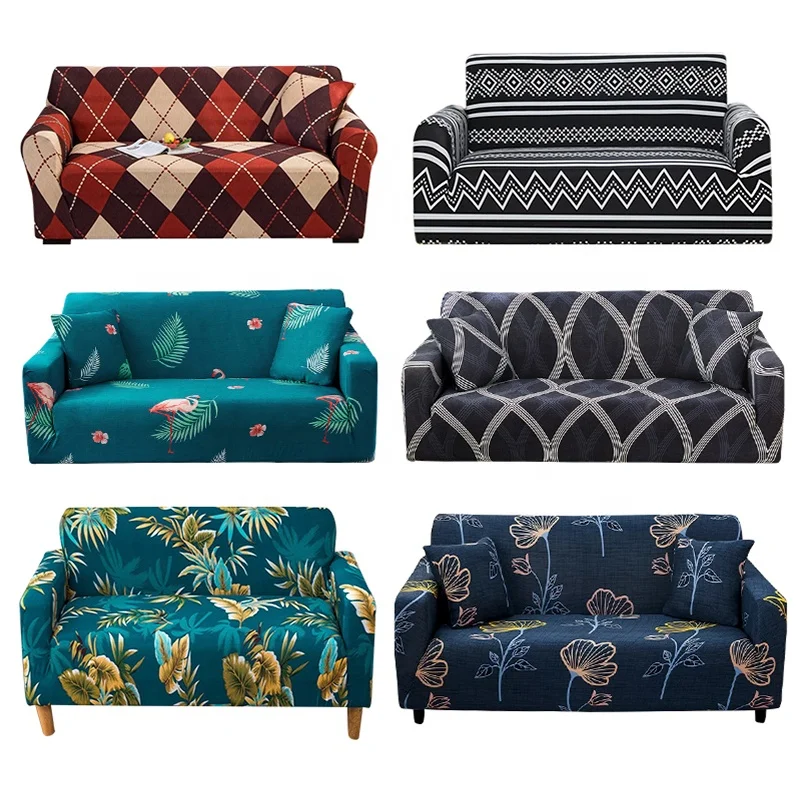 Amazon hot selling printed sofa cover super soft fabric elastic sofa slipcover wholesale