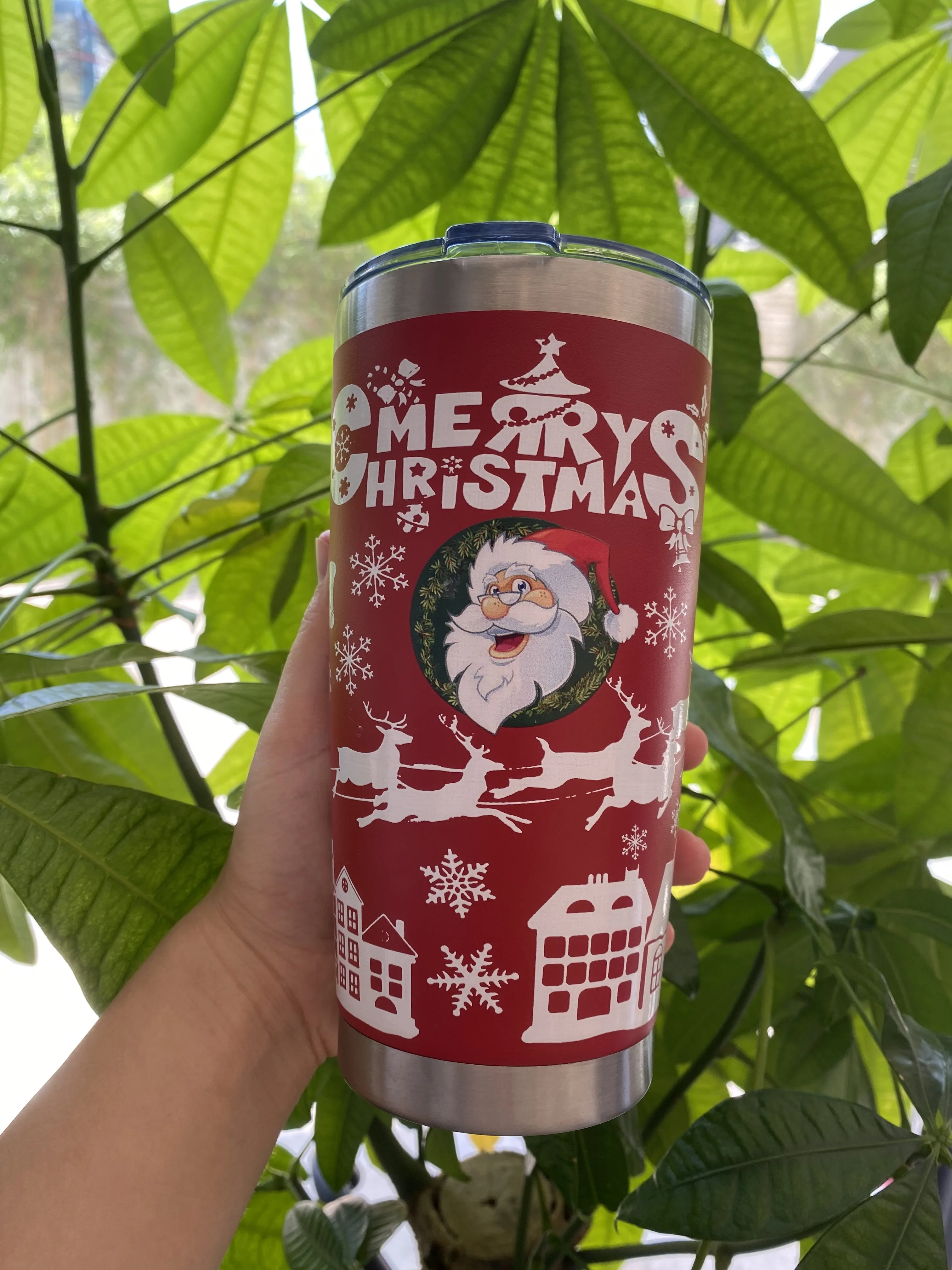 Christmas  gift mug tumbler cups vacuum insulated double wall 20oz wine beer coffee tumbler stainless steel Christmas gifts mug