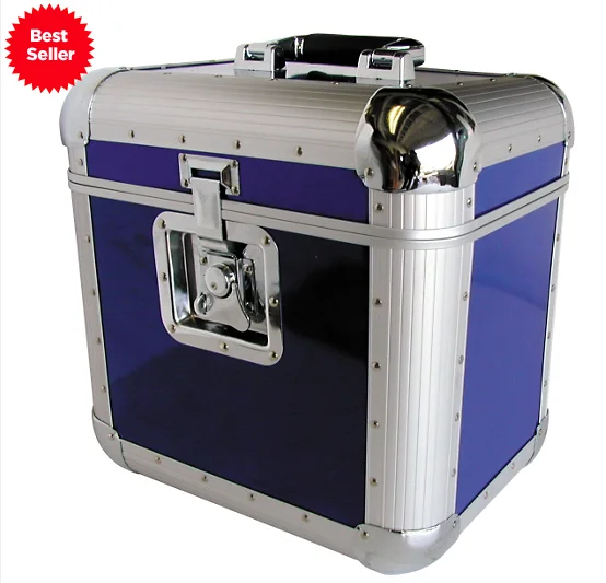 Black Lp Cd Storage Box Aluminum Vinyl Record Case With Hung Locks