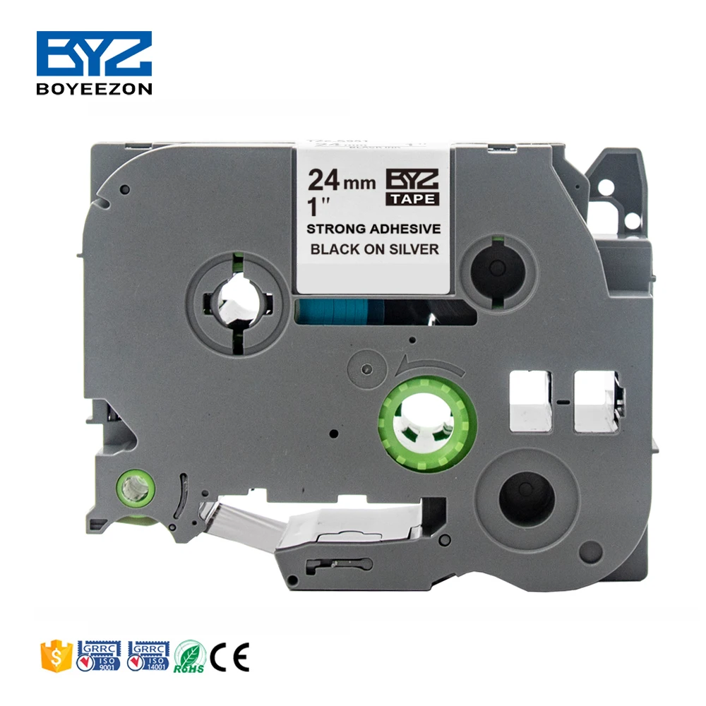 Печатная лента/этикетка Tze -S951 tz S951 24 мм черная на серебристом tes951 совместима с принтером Brother
