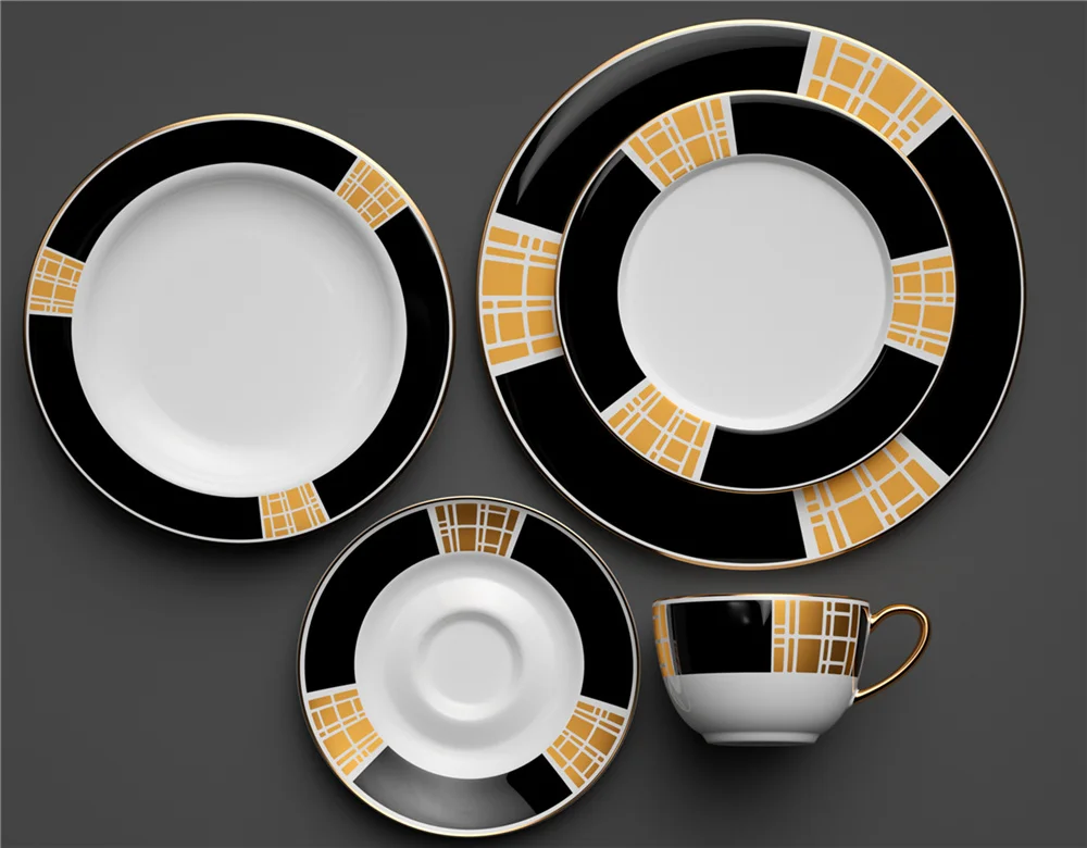 Набор керамической посуды в Королевском Стиле, 20 шт., золотые или Серебряные наклейки, фарфор, фарфор, керамическая посуда, керамический обеденный набор с наклейкой