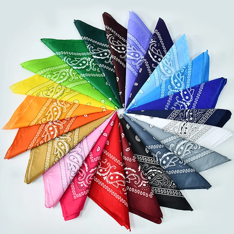 Wholesale multifunction colourful custom 100% polyester square fabric customized printed headwear classic paisley bandana