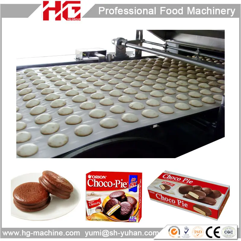 Full Automatic Sandwich Cake Machine choco pie production line baking equipment