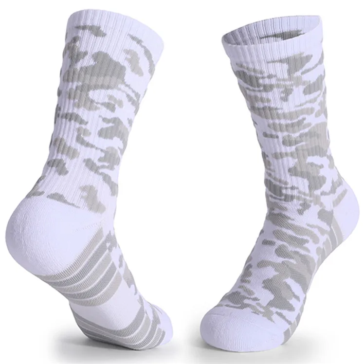 JL241- Custom Thick Cushion Combed Cotton Colorful Athletic Socks Army Green Rugby Camouflage Men Baseball Sports