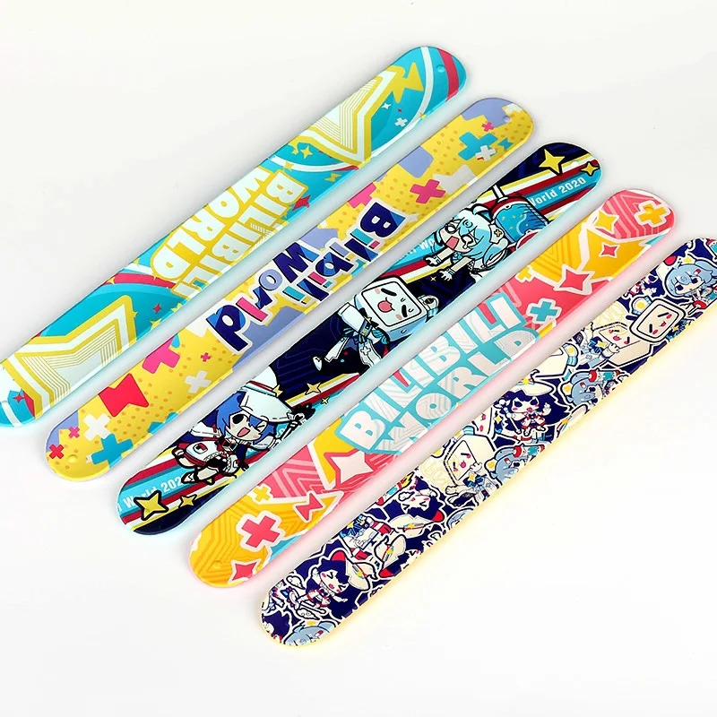 Hot Selling Logo Pattern Printed Festival Activity Silicone Colorful Kids Reflective Animal Slap Bracelets Bands