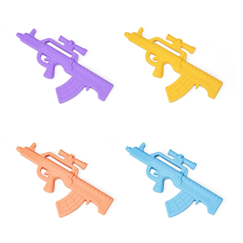 Legenday Baby Gift Set Gun Shape Teethers BPA Free Sensory Toys Chewable Silicone Baby Teething Toys