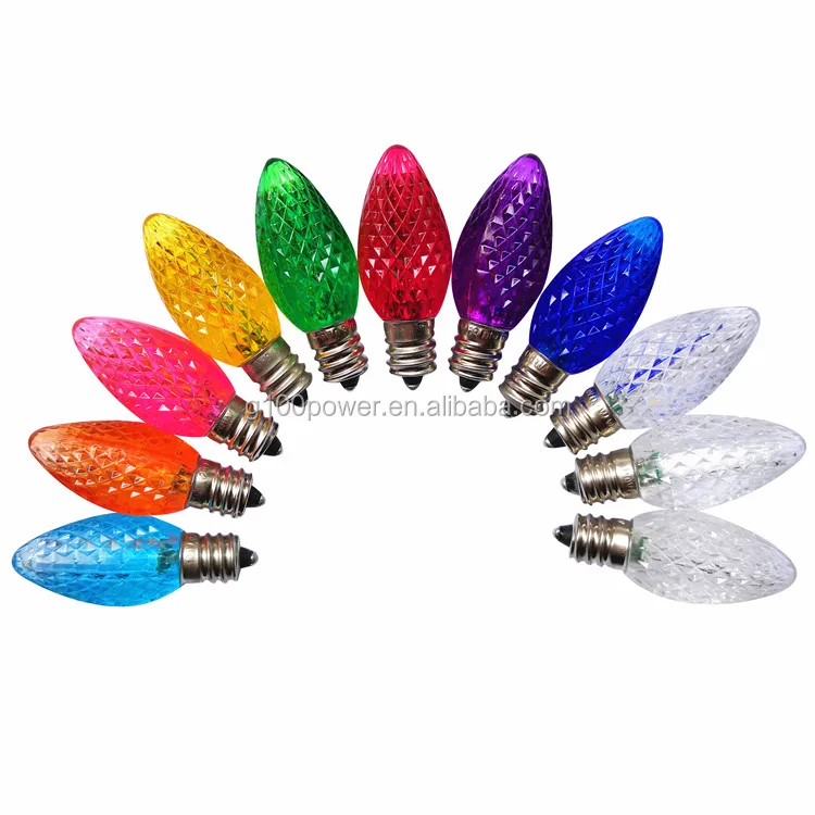 Commercial Outdoor Decorations C7 LED Christmas Lights String Bulbs with E12 Candelabra Base