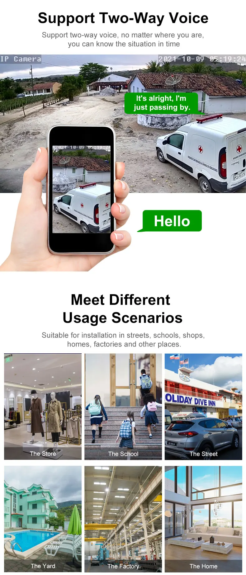 Power Save Wifi ip camera 2.4G/5Ghz infrared night vision waterproof outdoor indoor home surveillance TUYA camera