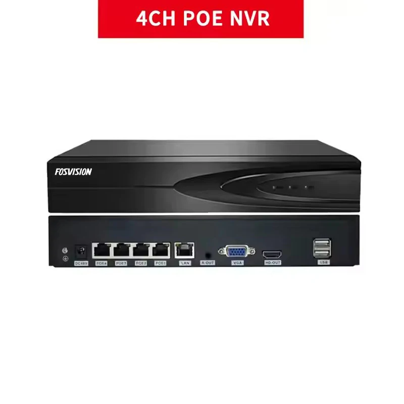 Fosvision Hd Video  4mp Ip Poe Camera System 4ch Poe Nvr Camera Kit Set 4 Channel Nvr Home Security Cctv System Two Way Audio