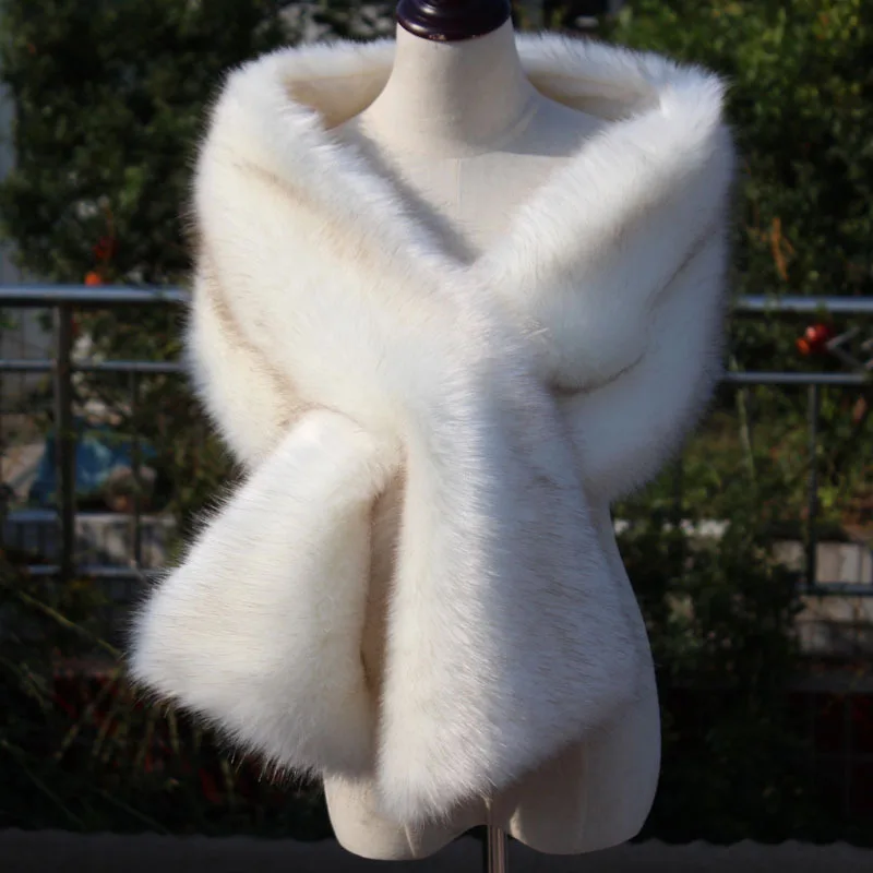 Winter New Big Shawl Imitation Fur Wedding Dress Evening Dress Imitation Raccoon Fox Fur Shawl Neck Scarf Trendy Women