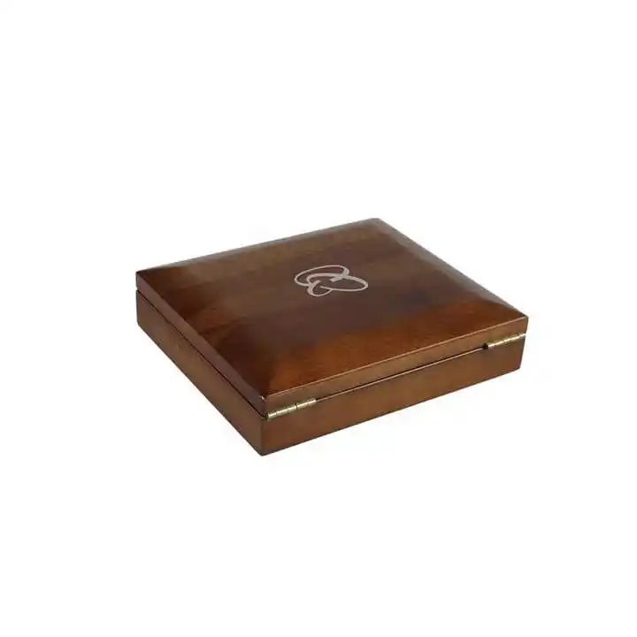 Handmade High Quality Custom Walnut Solid Wood Box Single Coin Display with Stamping Embossing and Varnishing Features
