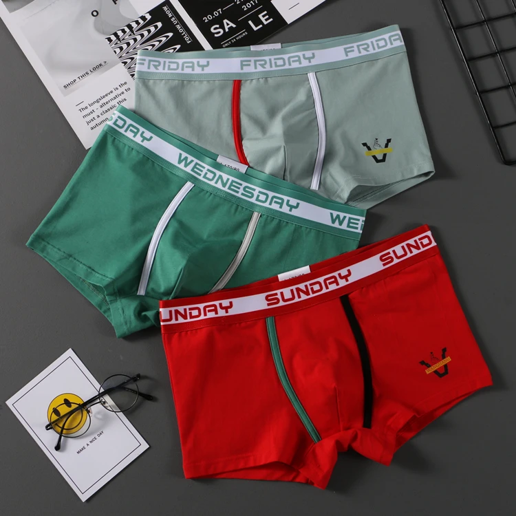 custom weekly daily design mens brazilian cotton high cut boxer briefs underwear