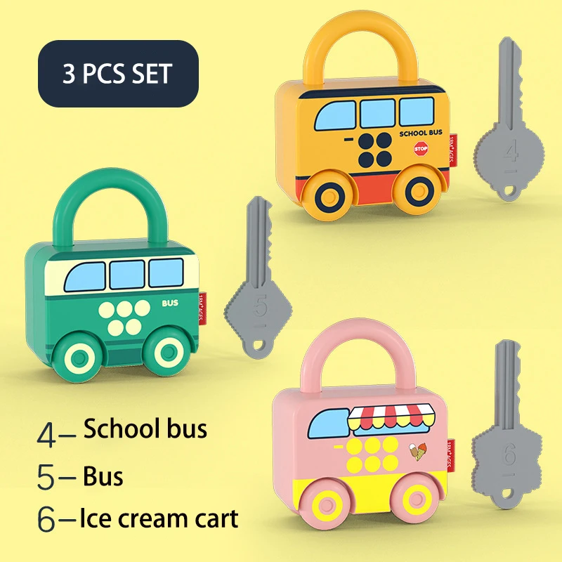 New pretend funny play house educational puzzle small fun car child lock and key unlock toys