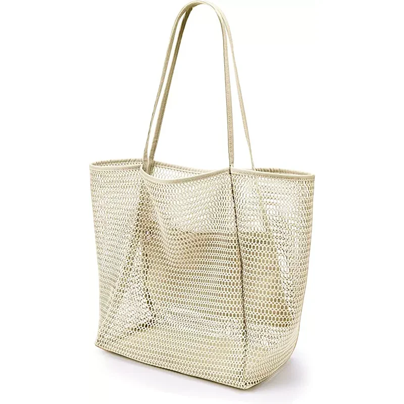 Large Capacity Mesh Tote Shopping Bag for Ladies Swimming Waterproof Storage Bag Mesh Beach Bag