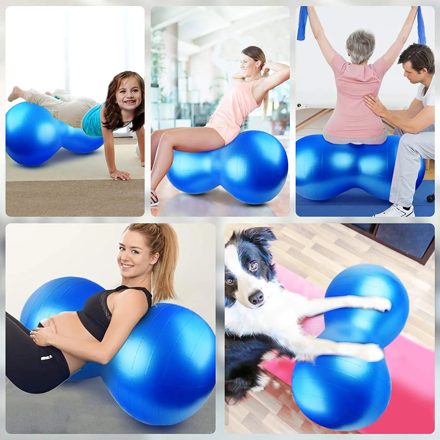 Eco Friendly Exercise PVC Massage Anti Burst Custom Printed Gym Peanut Yoga Ball with Pump