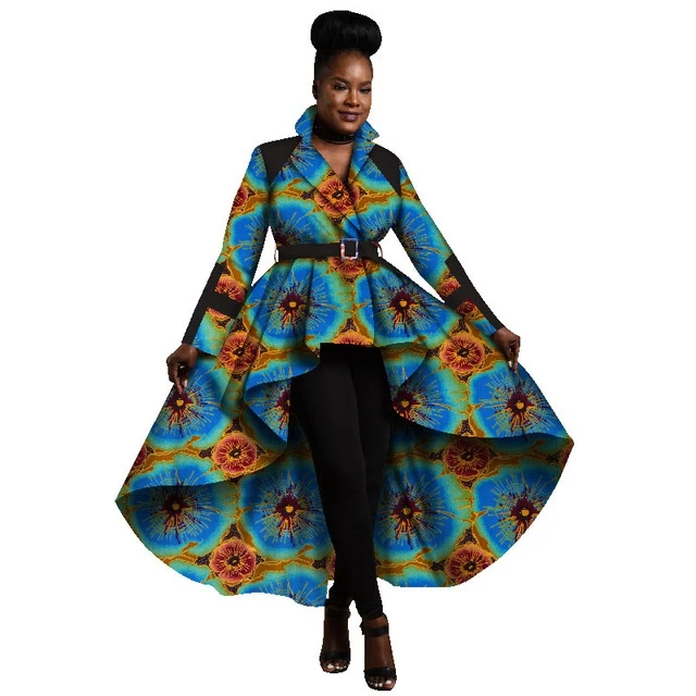 Wholesale African Trench Coat for Women African Tops Clothing Africa Print Outfits Dashiki Office Outwear Plus Size WY1266