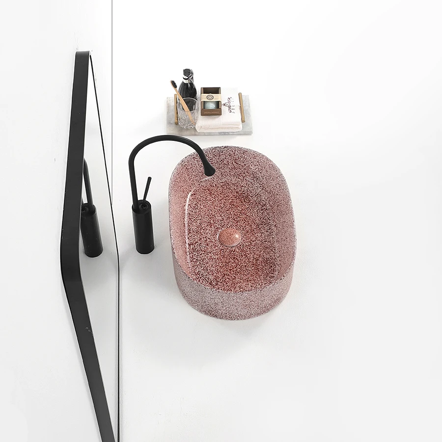 decoration style art wash basin table top art basin luxury oval shape ceramic bathroom sink