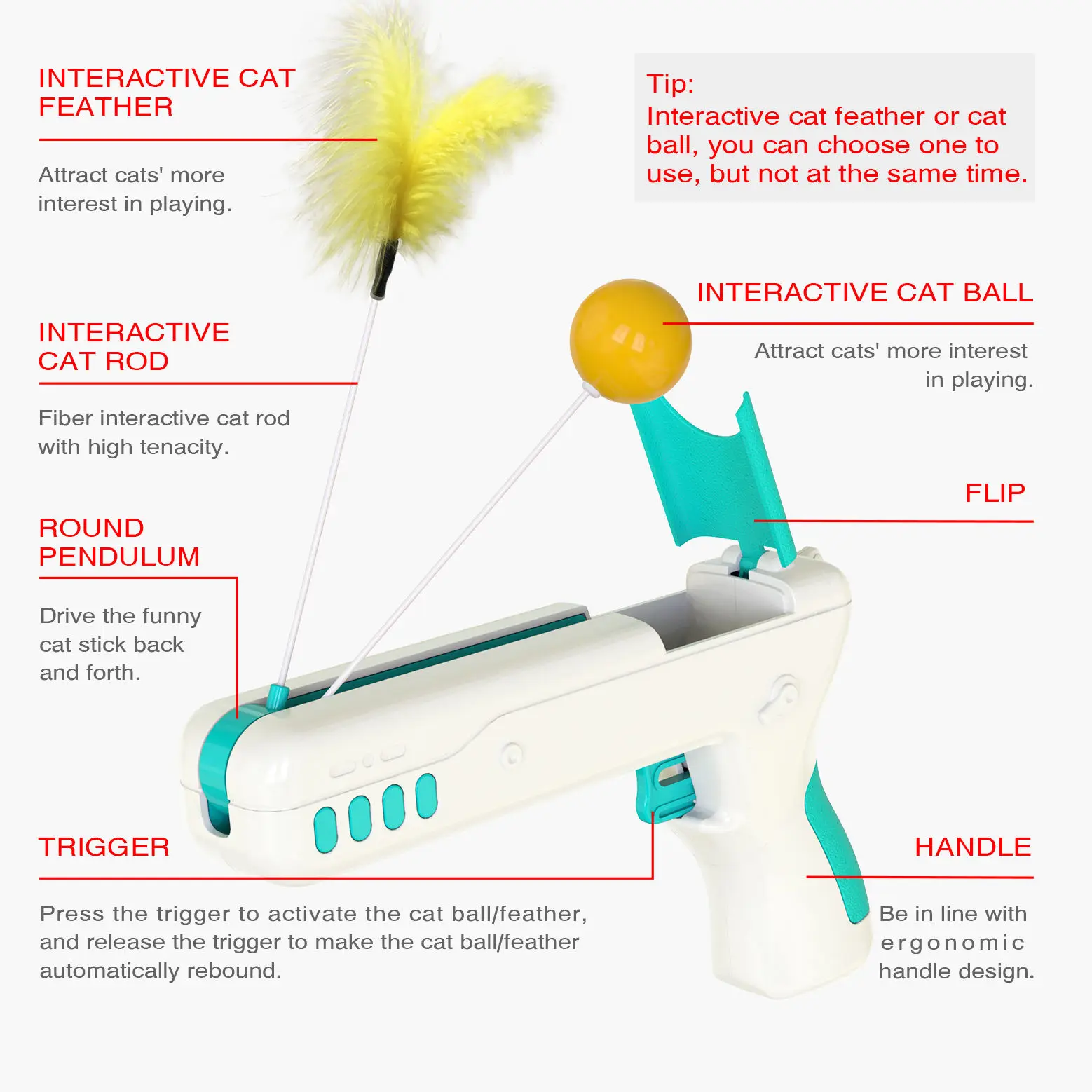  replacement plush one retractable wand cat feather teaser pack