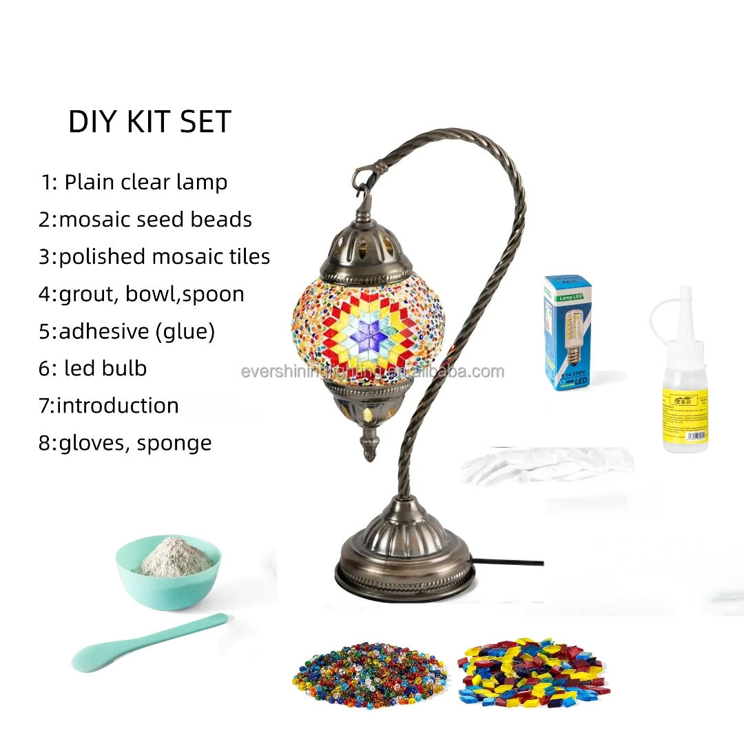 Marrakech Glass Handmade DIY Turkish Swan Mosaic Lamp Craft Kits