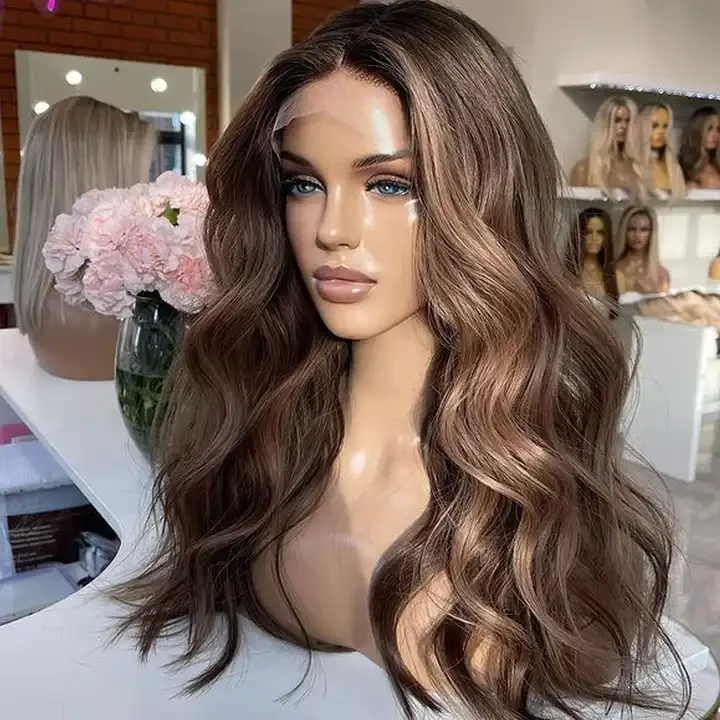 Jewish Wigs Brown Silk Top Kosher Lace Front Jewish Wigs New Glueless Silk Top Blonde Human Hair Long European Hair Jewish Wigs