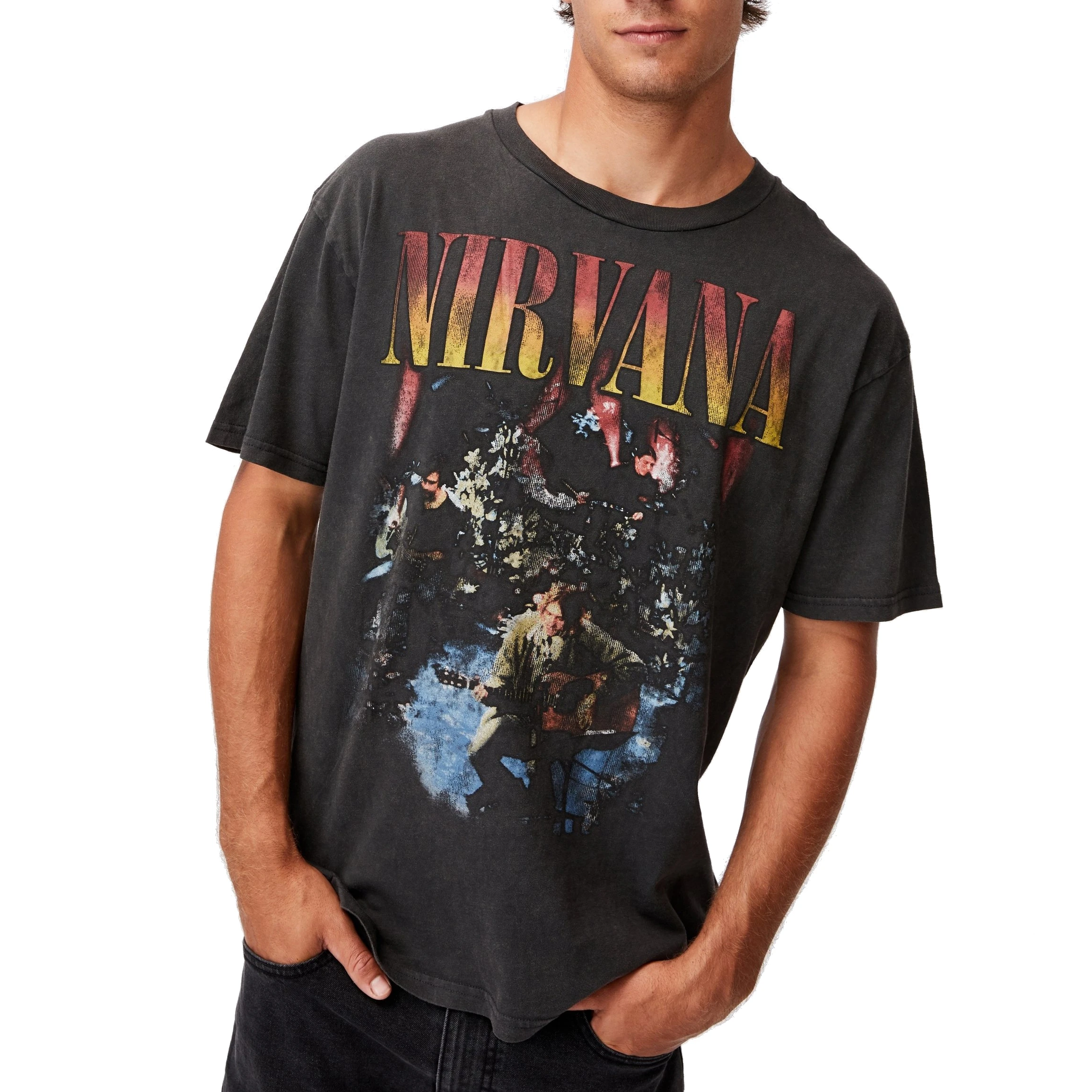 Custom men faded black t shirt vintage top graphic t-shirts washed soft cotton polyester rayon dishcarge print clothing