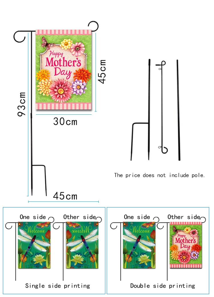 FlagsPrint Cheap Burap Easter Christmas Celebration Seasonal Sublimation Garden Flags / Garden Flag Pole Stand