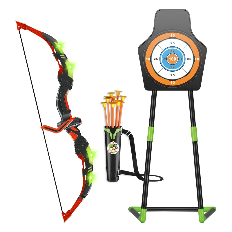 Outdoor 10pcs arrows bow and arrow set for kids with led lights-archery