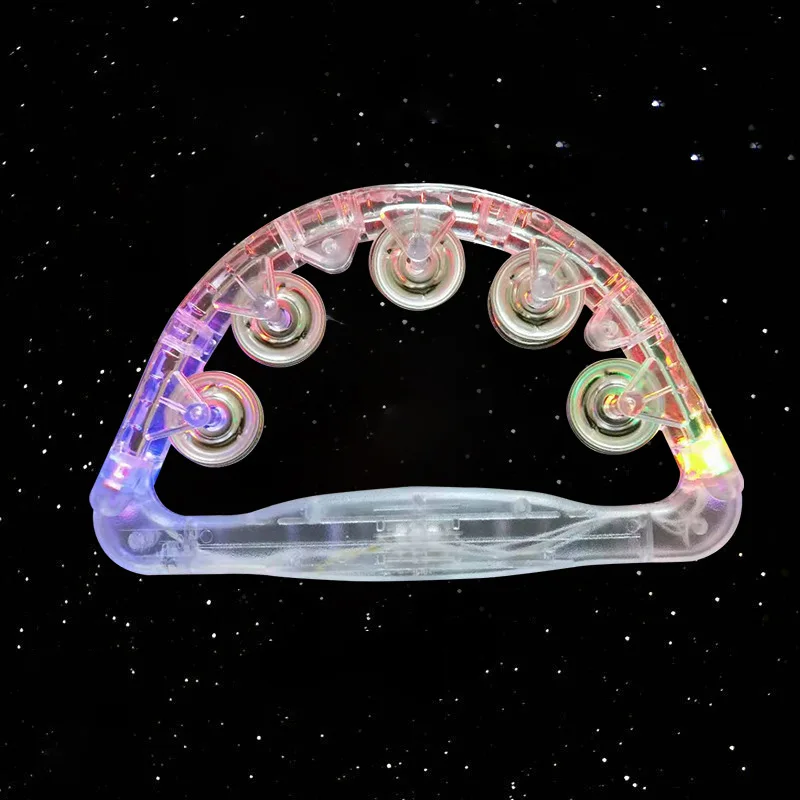 3 PCS Wholesale Led Music Flashing Tambourine Colorful Hand-held Light Up Toys Bar Party Cheer Atmosphere Hand Shake Flash Bell