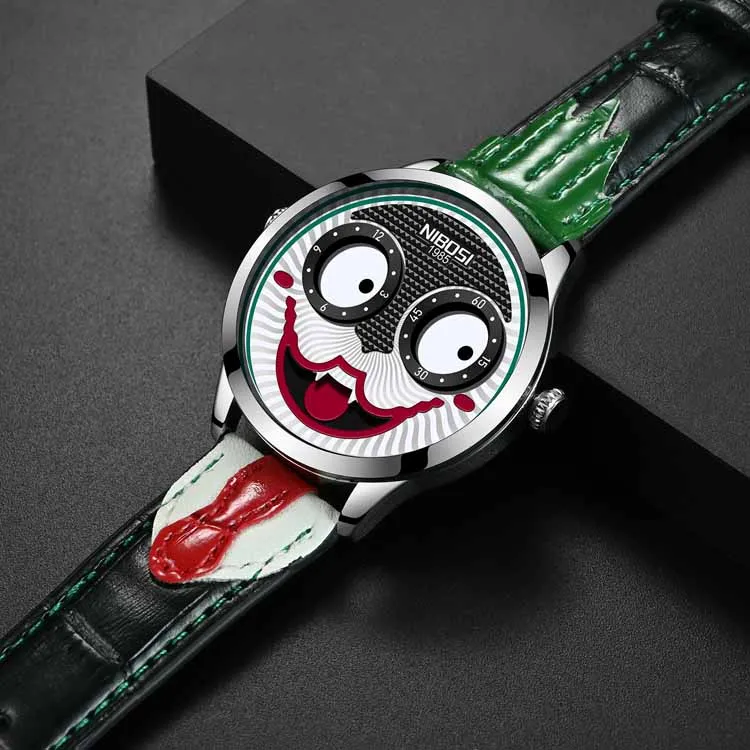 NIBOSI 2506 special guangdong man quartz watch activity Genuine Leather Strap water proof auto date character Casual watch kit