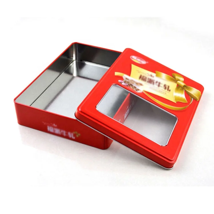 Best-selling The New Clear Window Tin Box For PVC Material Gift Nougat Tin Box Food Grade Candy Clear Window Tin Box