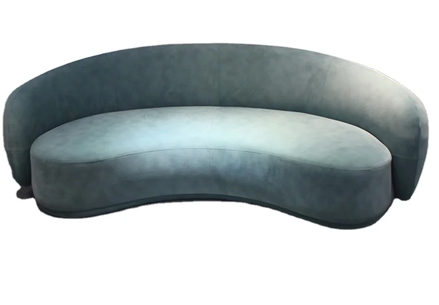 Italian boucle sofa curved custom sofa sectional apartment furniture  Upholstery suede couch  lobby  hotel moon shape  sofa