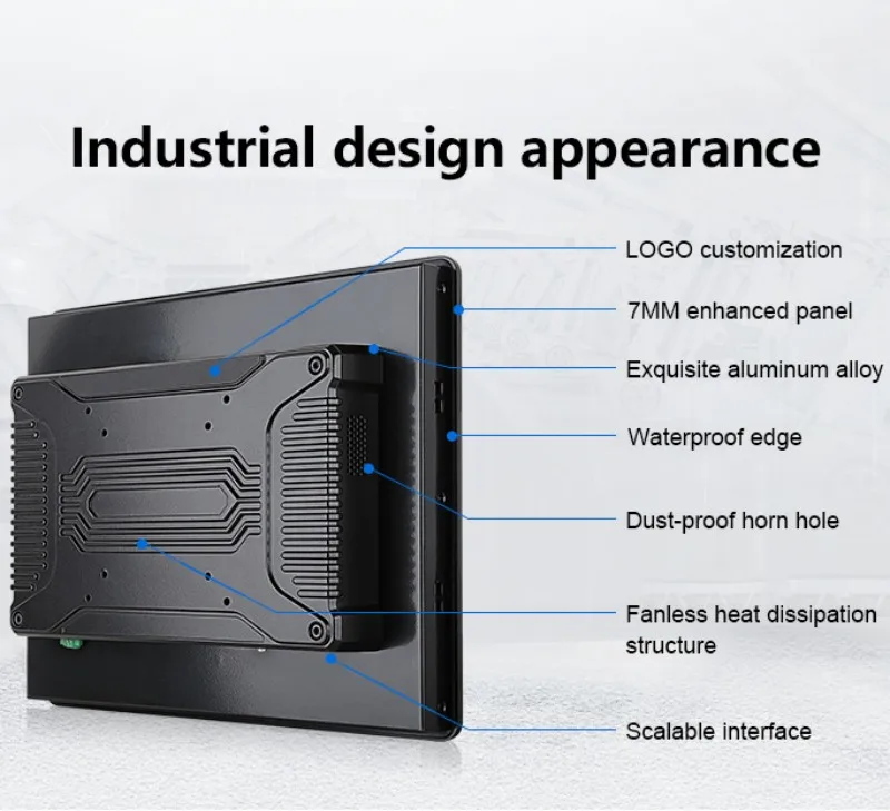 10.1 Inch Rugged Touch Screen Panel Display 7mm bezel waterproof shockproof lcd industrial monitor For Heavy Duty Applications