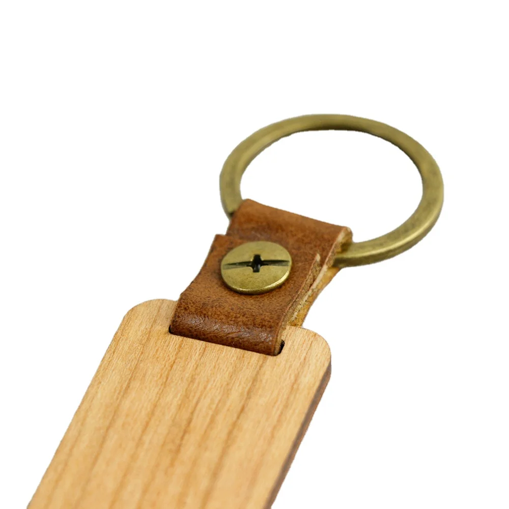 Wholesale Handmade Wood+PU Keychain with Ring Online Shopping Key Chain