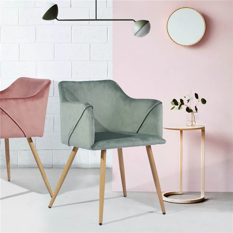 OEM high quality luxury soft comfortable velvet dining chairs with wood oak leg dining table and chairs velvet fabric