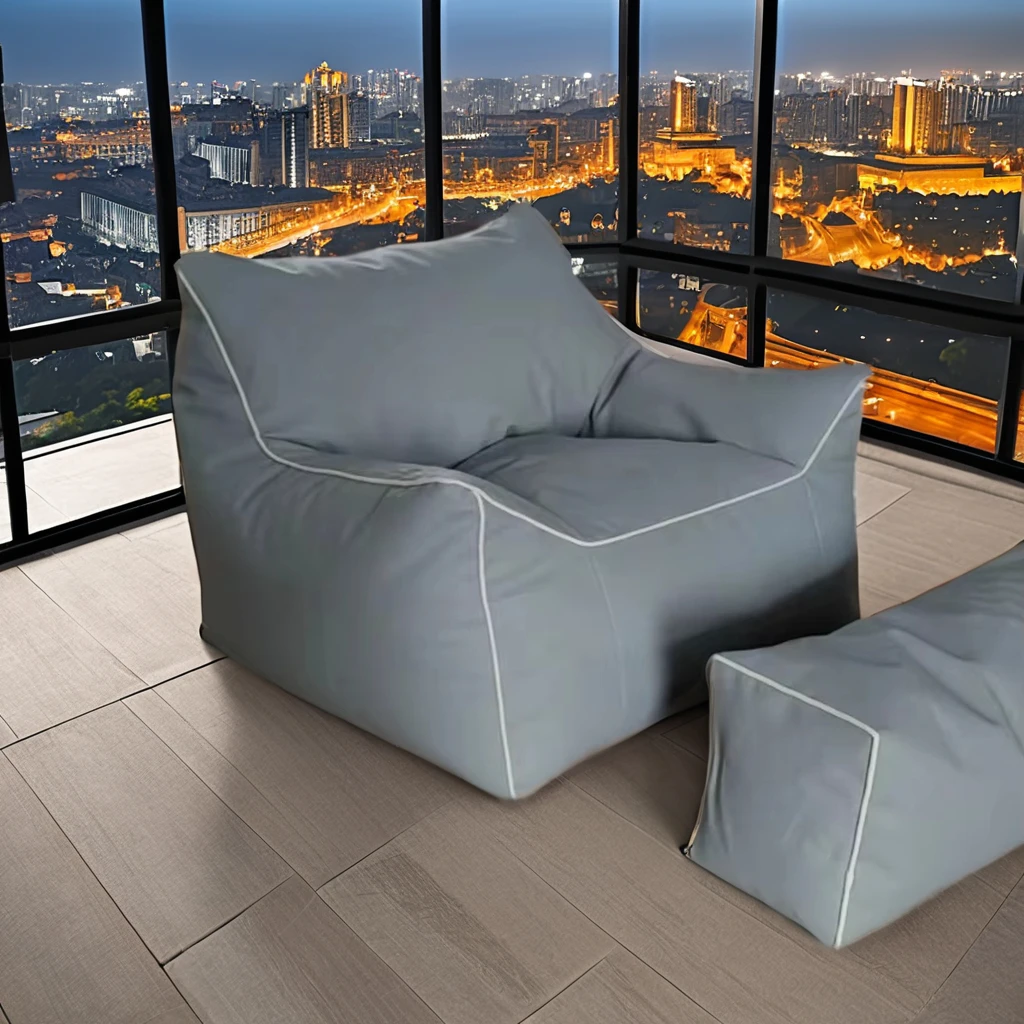 Outdoor Bean Bag Sofa with Ottoman Comfortable Indoor/Outdoor Seating swimming pool patio lounge chair