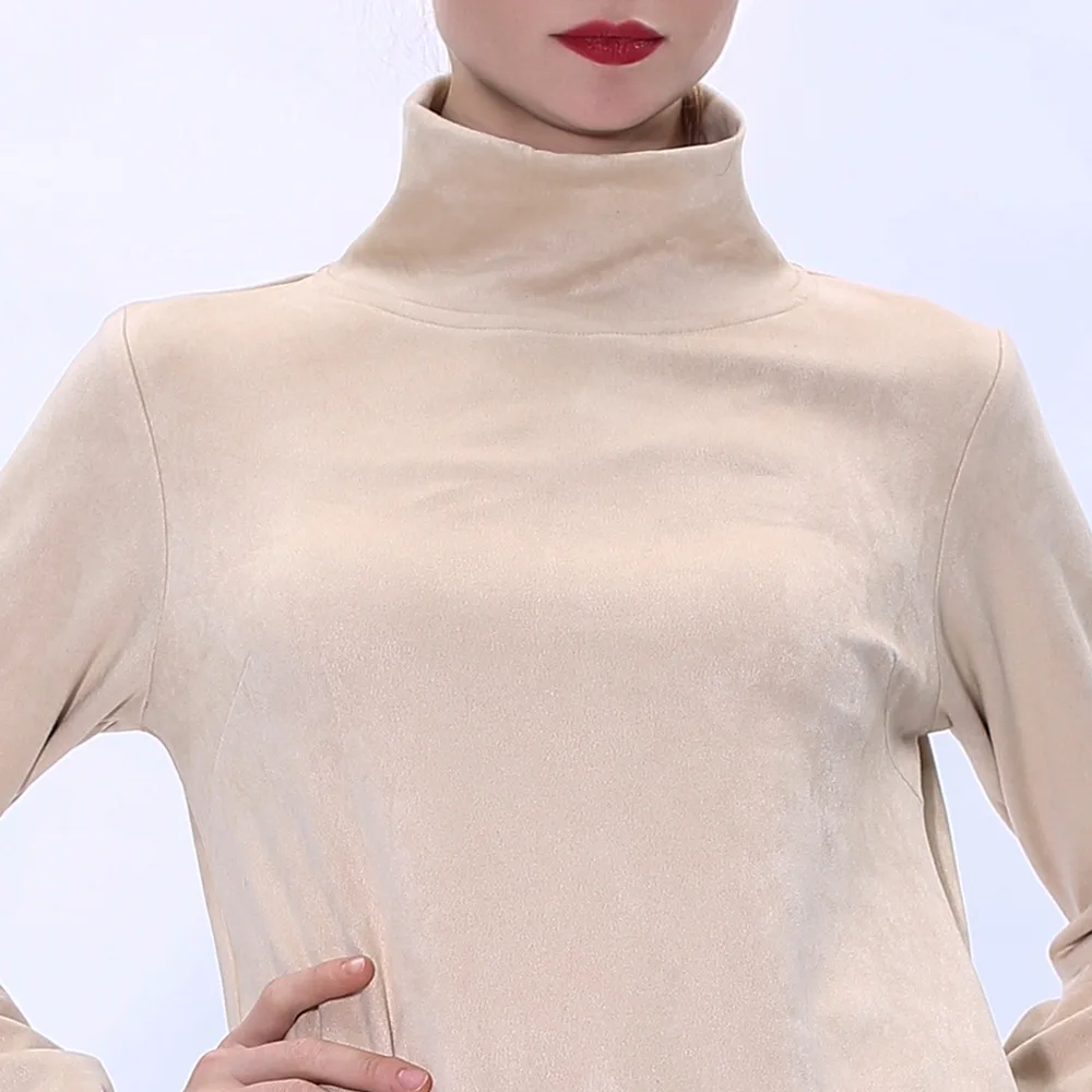 2024 New Design Autumn Winter Wear Plain Color Stand Collar Flare Sleeve Suede Turkish Abaya Modest Dress for Islamic