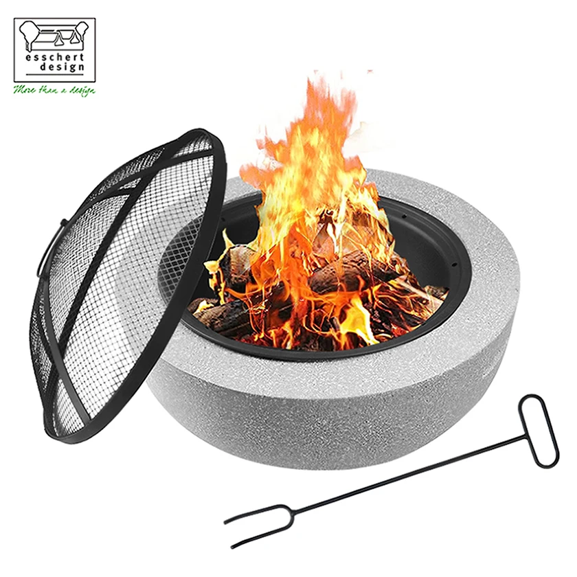 Esschert Design FF444 OEM&ODM round wood fire bowl outdoor smokeless fire pit chimeneas
