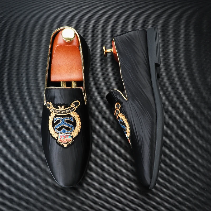 Big size 37-48 Italian Men Formal Shoes Designer 2023 Luxury Slip On Fashion Wedding Party Prom Black Loafers For Men 1907