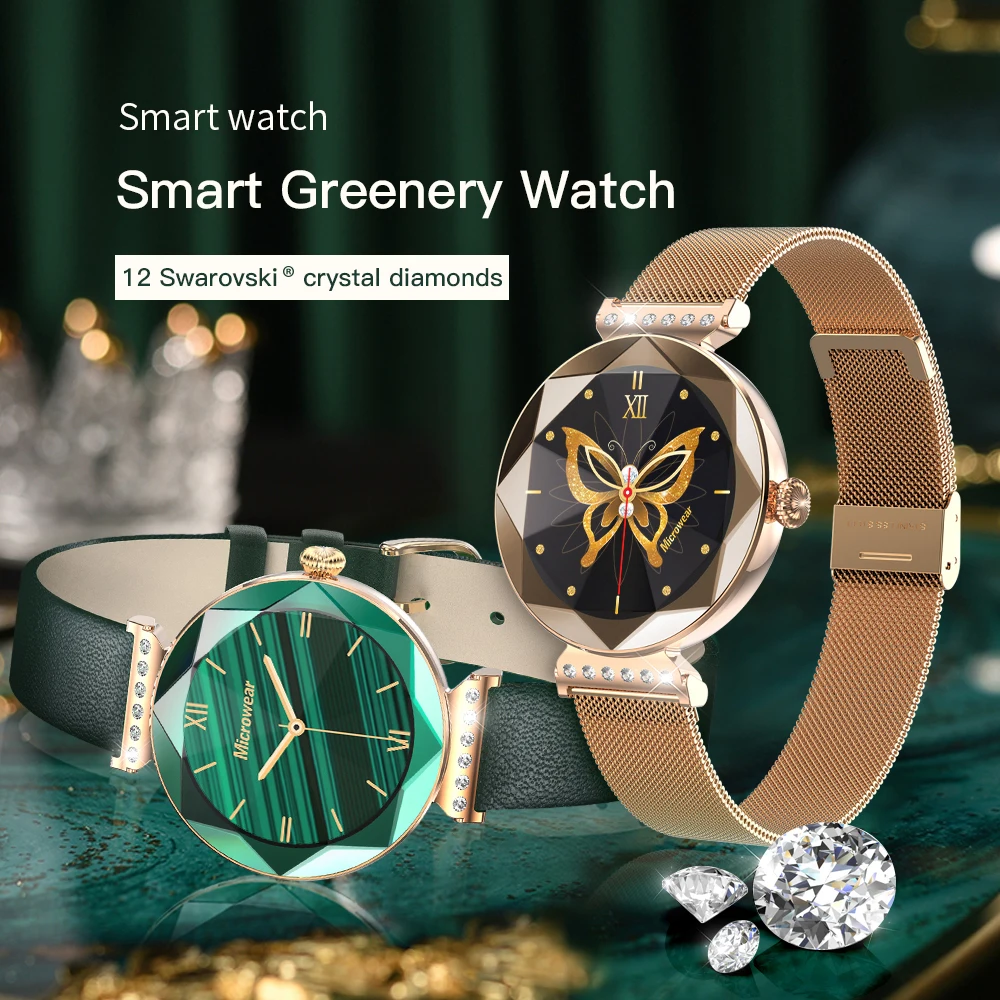 2023 Luxury Waterproof Ladies Smart Watch with 12 orignal Crystal Diamonds 520  smartwatch for women female