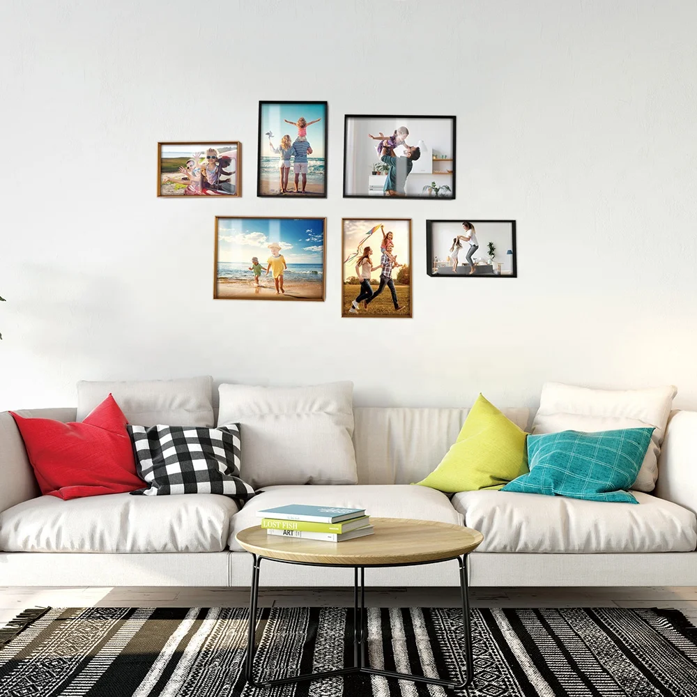 Small Quantity Customization Magnetic Photo Frame Aluminium Gold Metal Photo Frame Photo Wall for  Wall Decoration