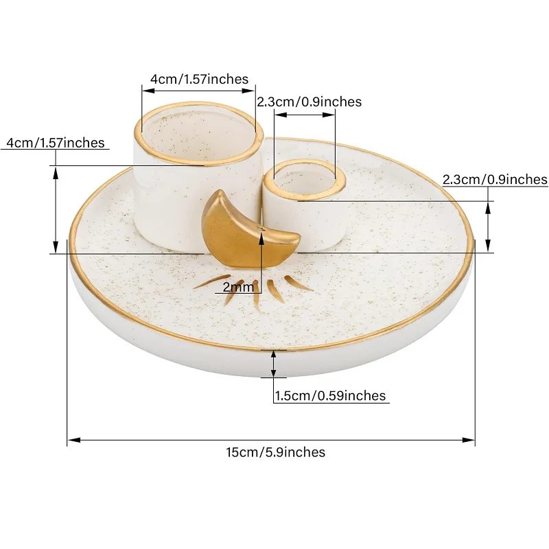 Multifunction Incense and Candle Holder for Burning Sage Palo Santo Incense Sticks Ceramic Ash Catcher Tray for Meditation Room