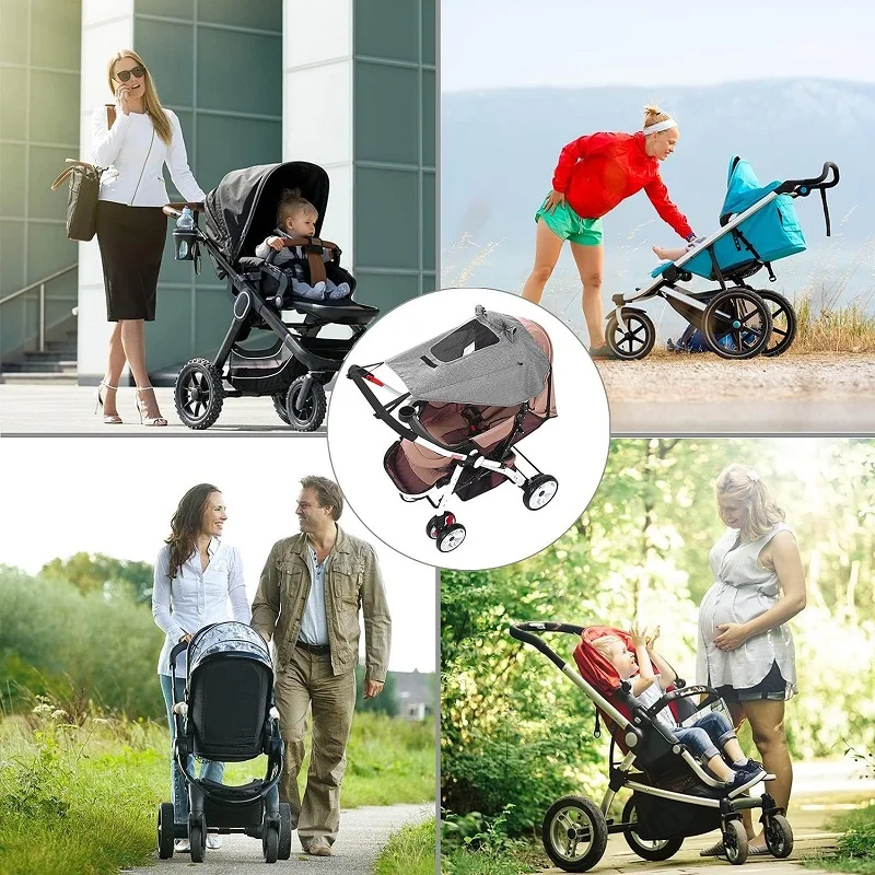 High Quality Uv Resistant Sun Shade Foldable Adjustable Waterproof Canopy Baby Stroller Pram Carriag Sun Cover Uv Proof
