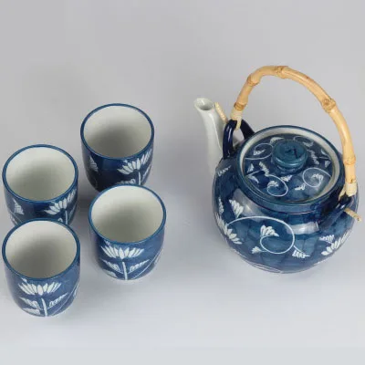 Micron burn one port four cups blue color set Western dining room home living room kettle water cup outdoor teapot