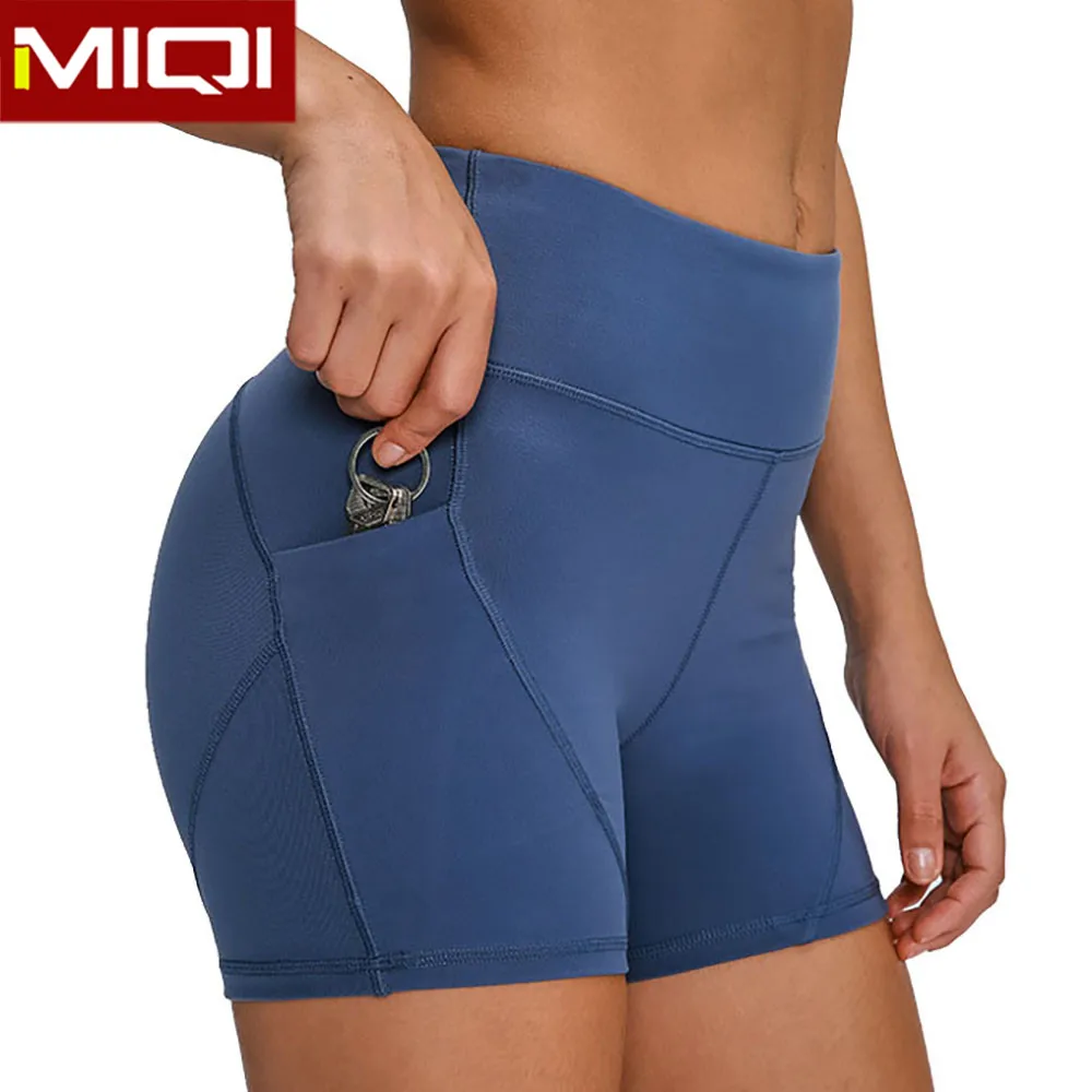 Women Yoga Wear High Waist Yoga Shorts Custom Logo Sports Shorts With Pocket