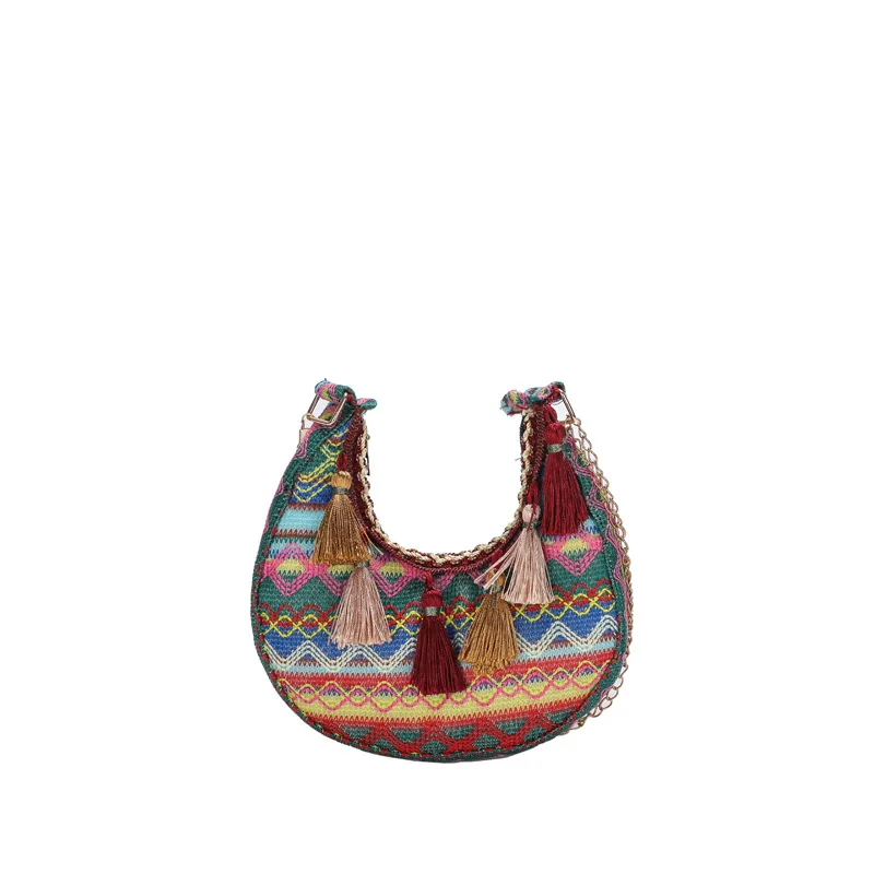 Summer Beach Boho Ethnic Style Crossbody bag For Women Bohemian Tassel Satchel Shoulder Messenger Bags
