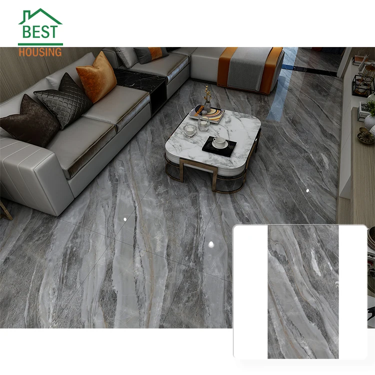 Hot sale natural stone tile flooring dark grey marble porcelain composite tile