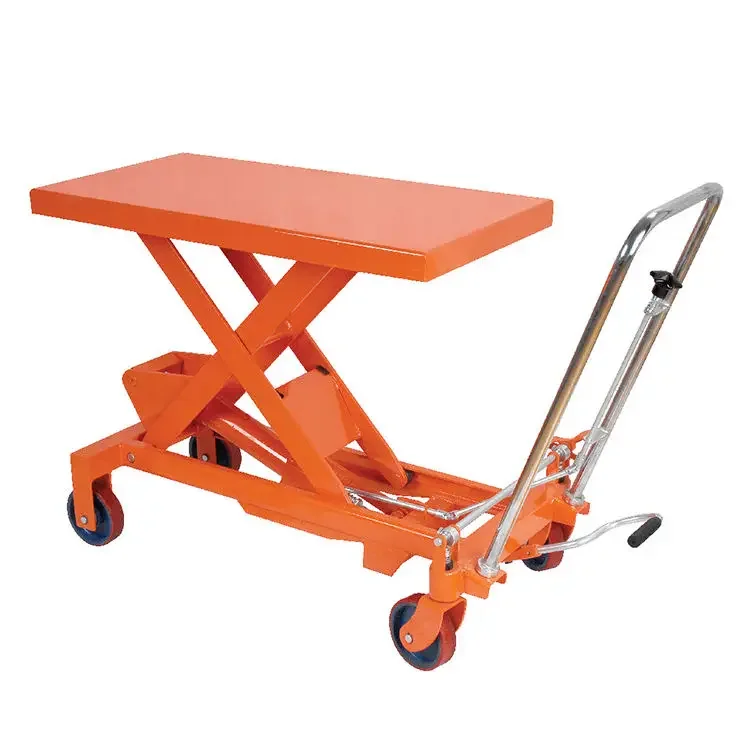 Hot Selling Max Lift Height 730mm High Quality Manual Hydraulic Double Scissor Lift Tables with Rollers